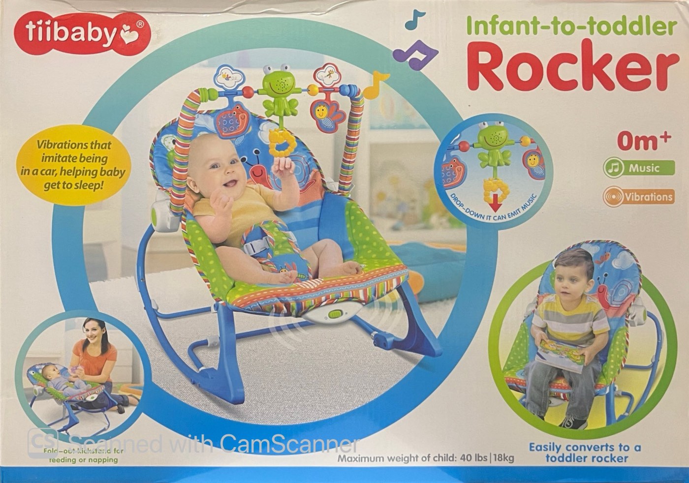 Baby Bouncer Rocker with Music & Toy Bar – Up to 18 kg