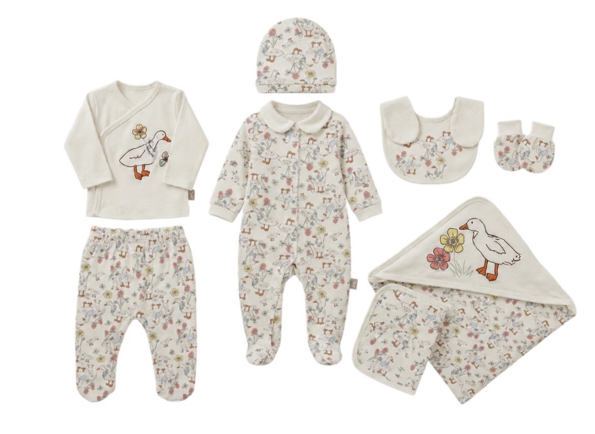 Newborn Cotton Hospital Set – 8 Pieces Duck